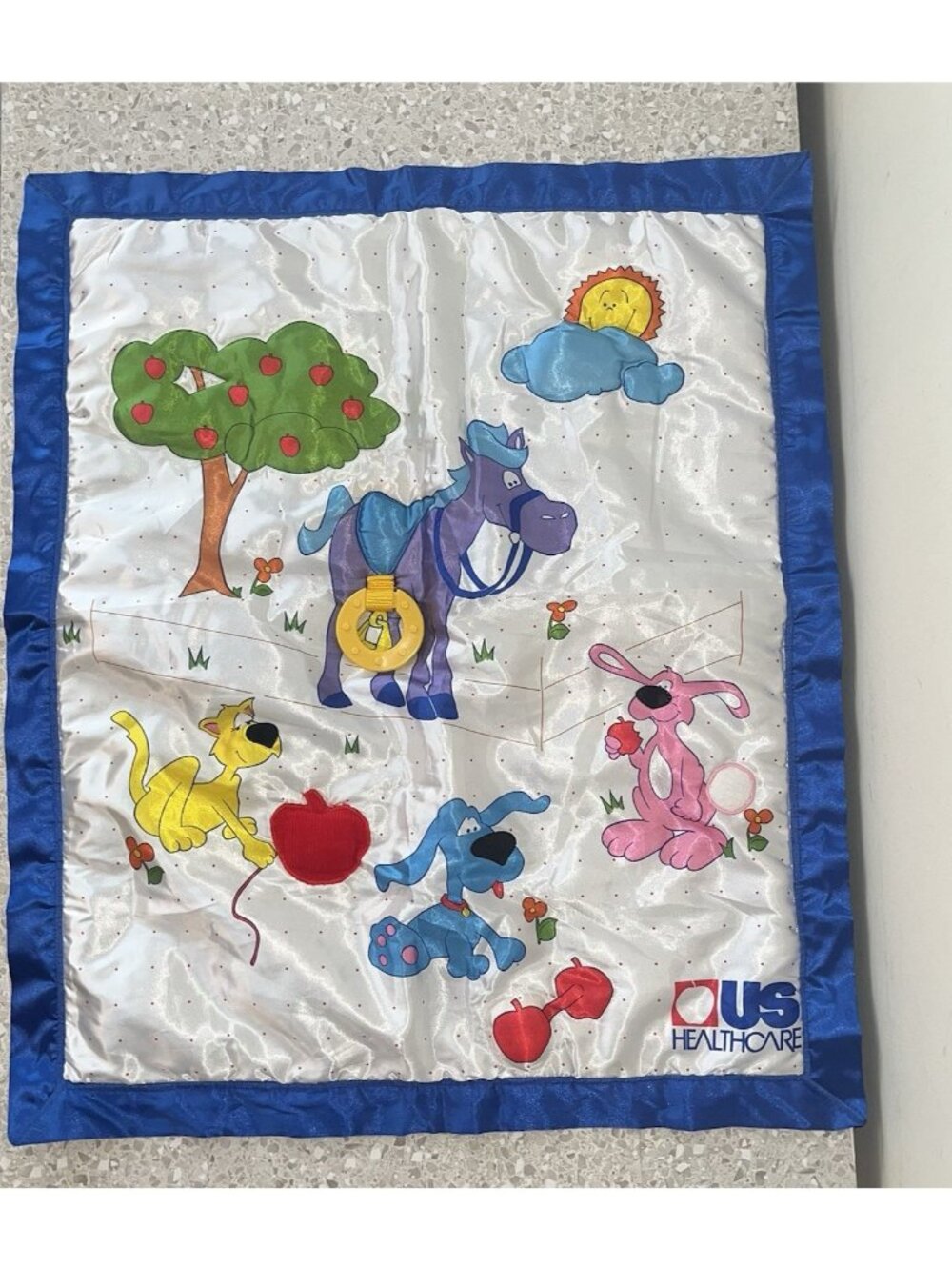 Vintage US Healthcare Baby Comfort Sensory Satin Blanket